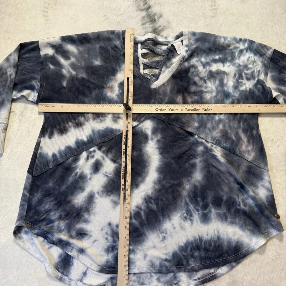 Ashley Stewart Top Womens Size 22/24 Blue Tie Dye Plus Size Boho Blouse